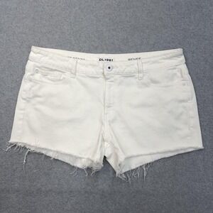 DL1961 Renee Cut-Off Shorts Womens 32 (W36) White Denim Frayed Hems 5-Pocket